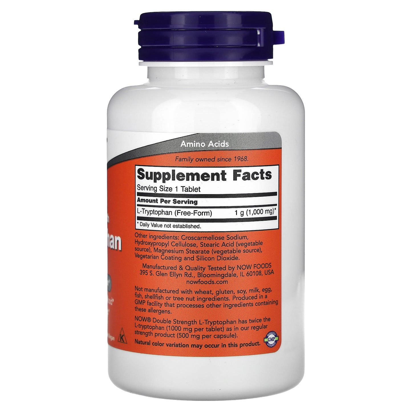 NOW Foods, L-Tryptophan, 1,000 mg, 60 Tablets