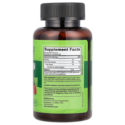 NATURELO, Melatonin Gummies, For Kids, Strawberry, 1 mg, 60 Vegetarian Gummies