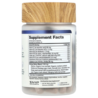 Snap Supplements, Kidney Health, 60 Capsules