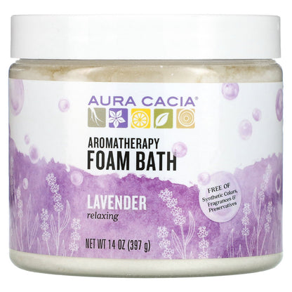 Aura Cacia, Aromatherapy Foam Bath, Relaxing Lavender, 14 oz (397 g)