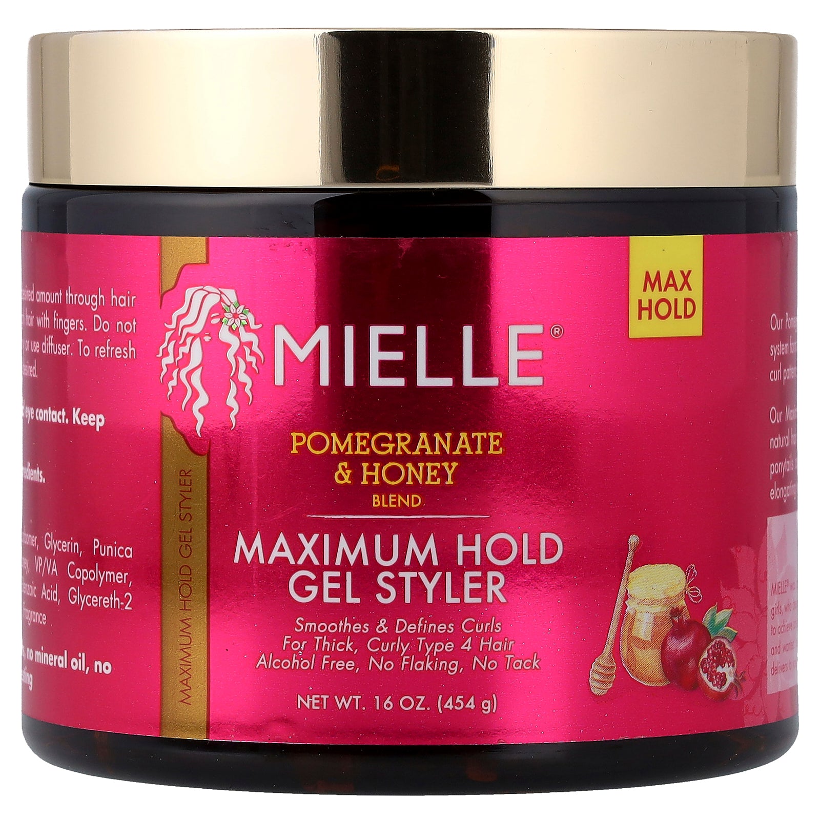 Mielle, Gel Styler, Maximum Hold, Pomegranate & Honey Blend, 16 oz (454 g)