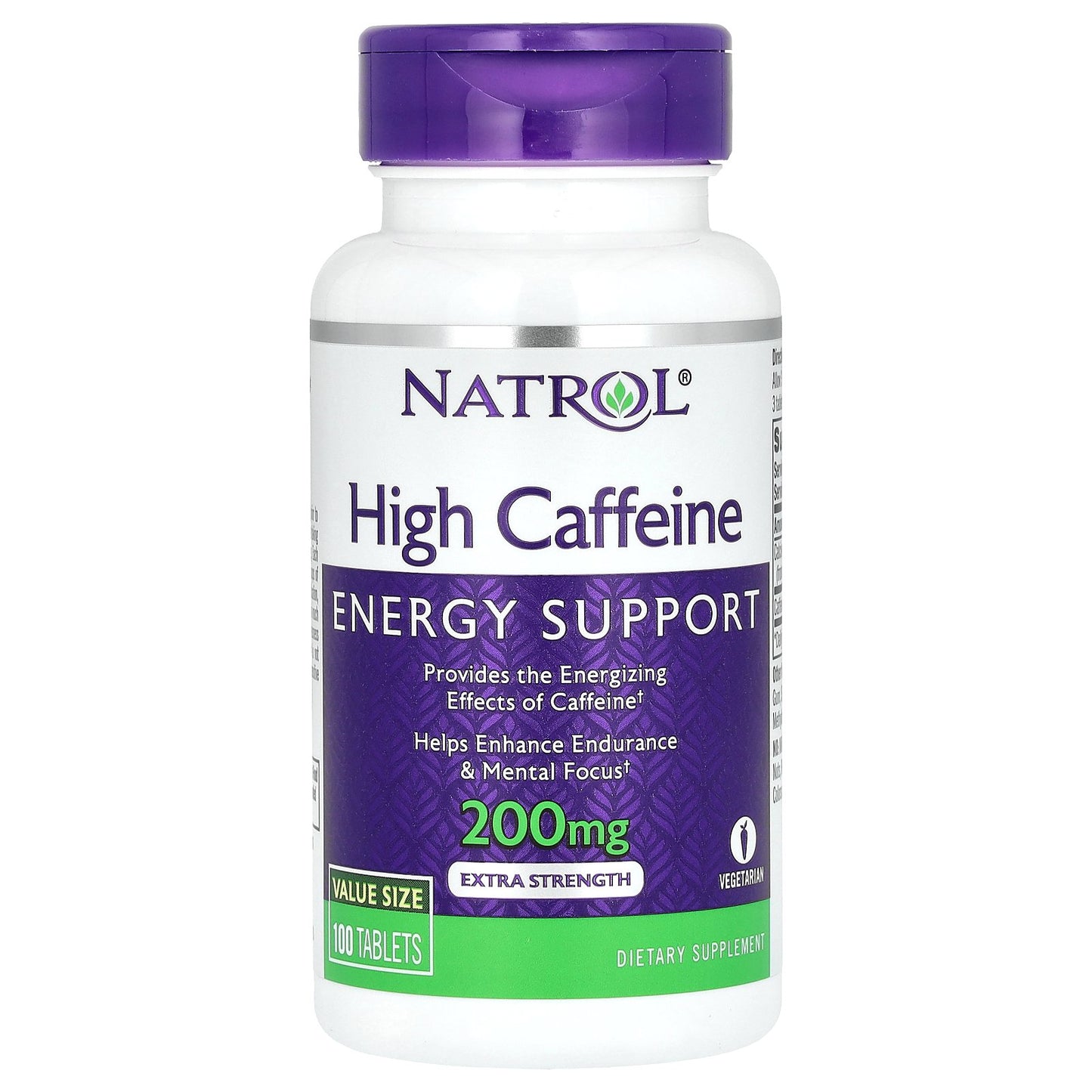 Natrol, High Caffeine, Extra Strength, 200 mg, 100 Tablets