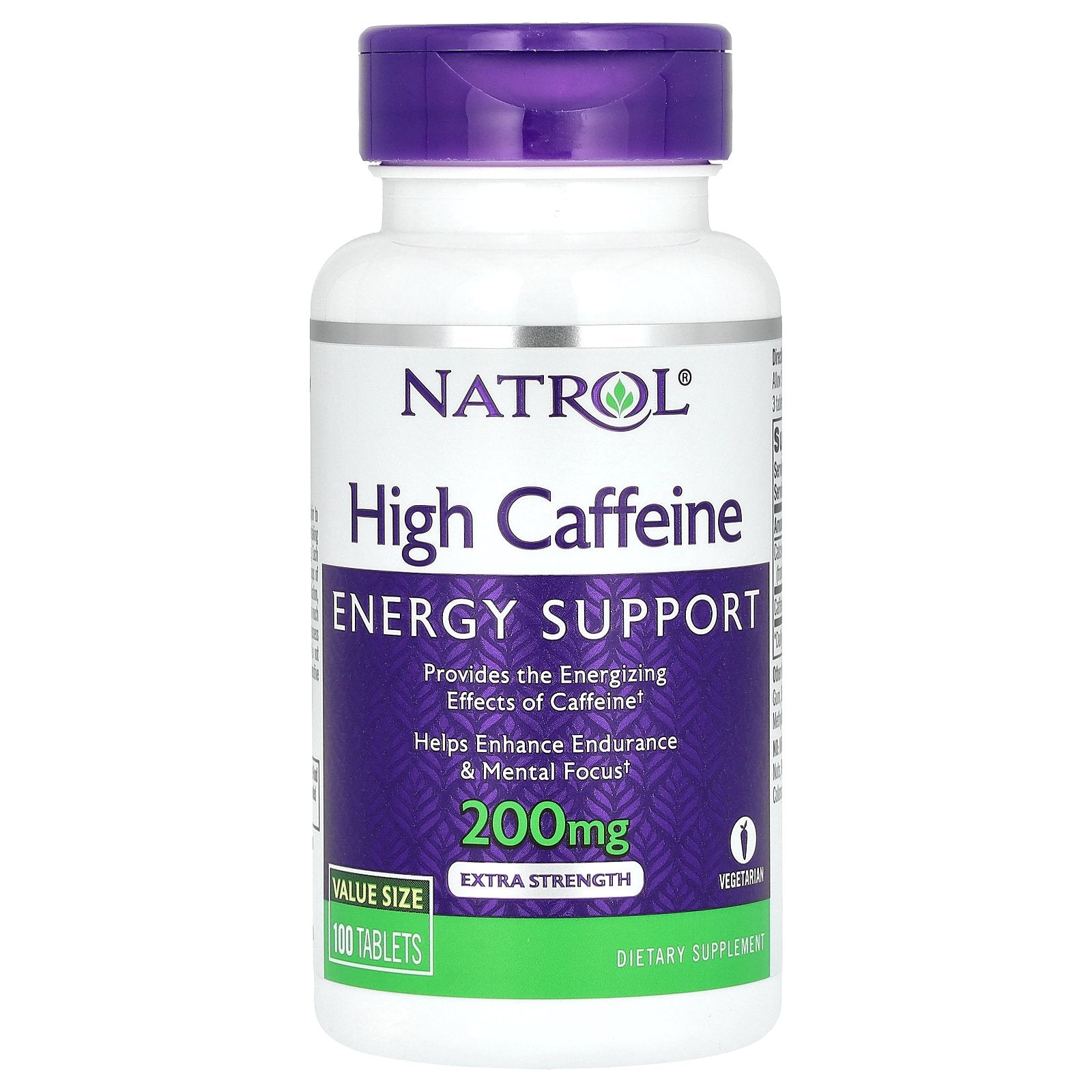 Natrol, High Caffeine, Extra Strength, 200 mg, 100 Tablets