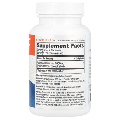 BulletProof, Coconut Charcoal, Detox & Gas Relief, 90 Veg Capsules (500 mg per Capsule)