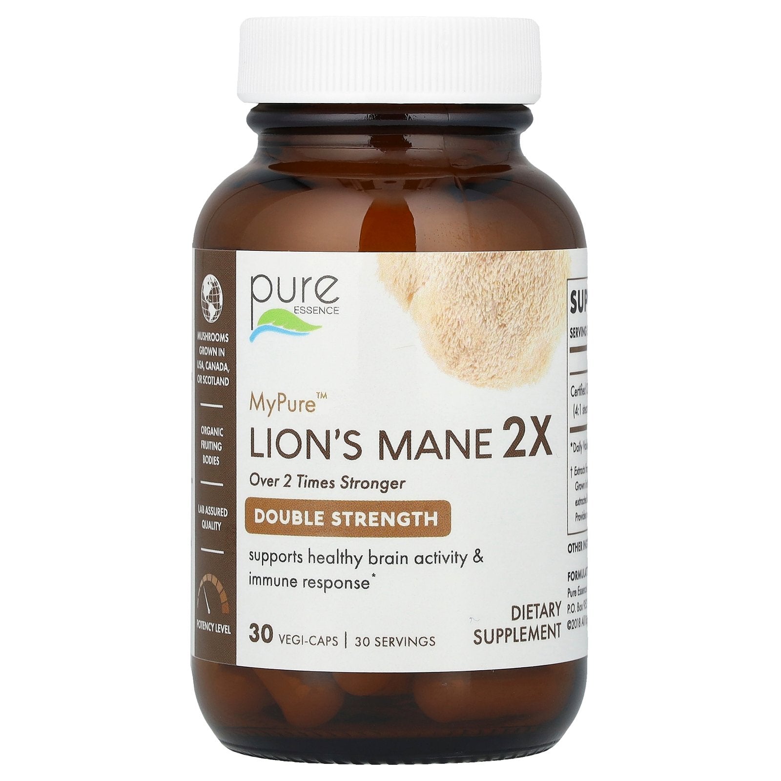 Pure Essence, MyPure™, Lion's Mane 2X, 500 mg, 30 Vegi-Caps