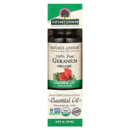 Nature's Answer, 100% Pure Organic Essential Oil, Geranium, 0.5 fl oz (15 ml)