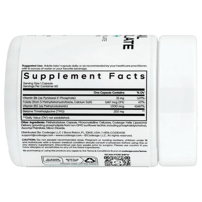 Codeage, Liposomal L-Methylfolate 5-MTHF+, 60 Vegetable Capsules