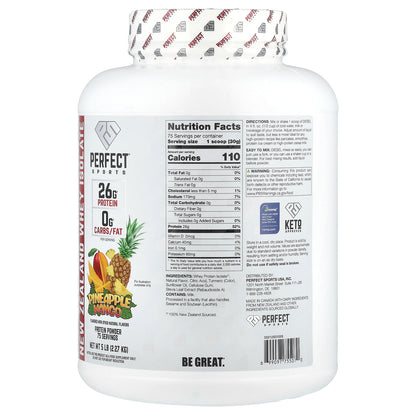 PERFECT Sports, Diesel®, New Zealand Whey Isolate, Pineapple Mango, 5 lb (2.27 kg)