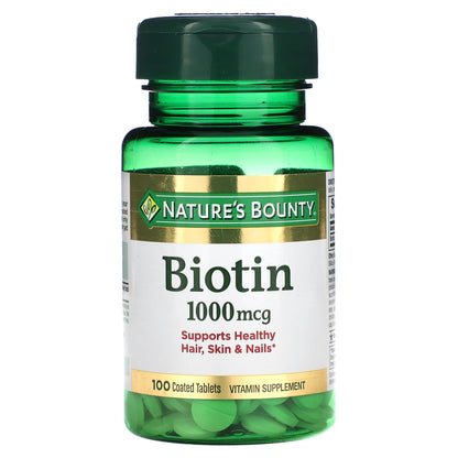 Nature's Bounty, Biotin, 1,000 mcg, 100 Coated Tablets