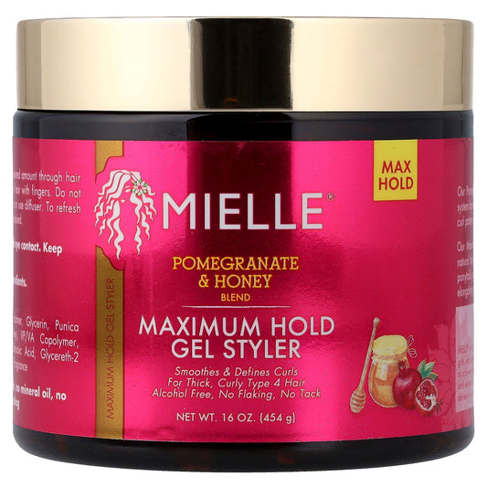 Mielle, Maximum Hold Gel Styler, For Thick, Curly Hair, Pomegranate & Honey Blend, 16 oz (454 g)