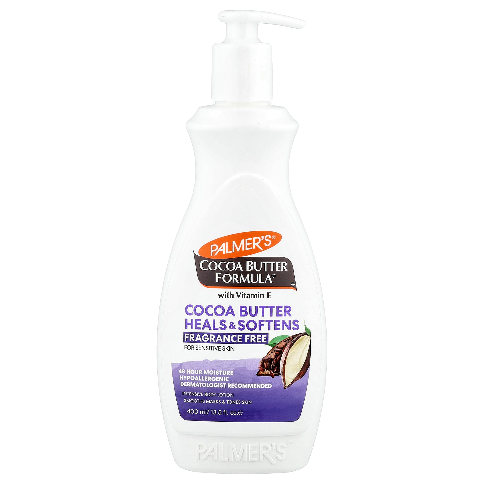 Palmer's, Cocoa Butter Formula® with Vitamin E, Intensive Body Lotion, For Sensitive Skin, Fragrance Free, 13.5 fl oz (400 ml)