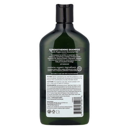 Avalon Organics, Shampoo, Strengthening, Peppermint, 11 fl oz (325 ml)