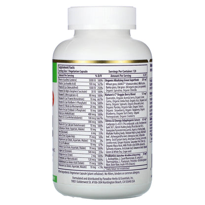 Paradise Herbs, Earth's Blend, One Daily Superfood Multi-Vitamin with Iron, 120 Vegetarian Capsules