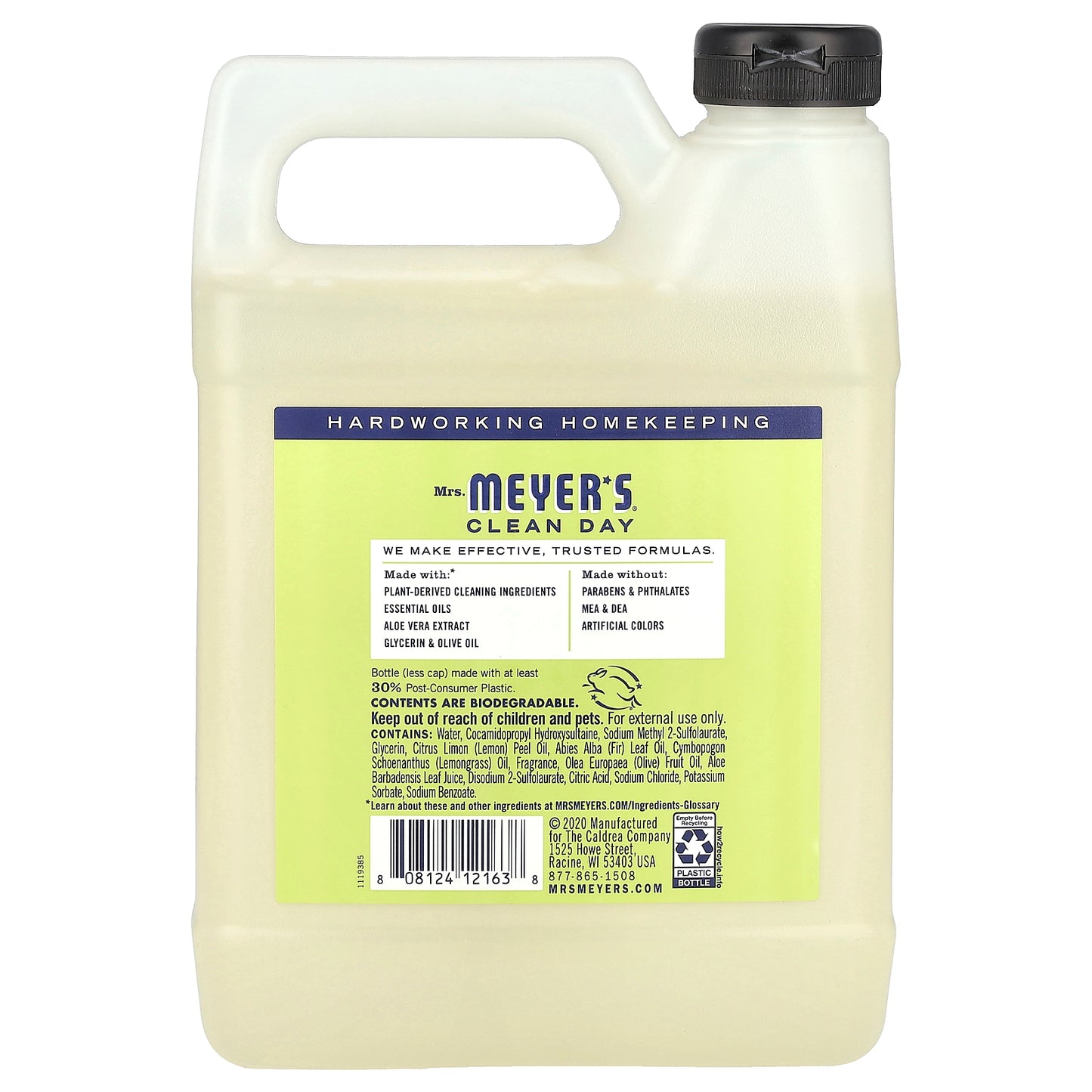 Mrs. Meyers Clean Day, Hand Soap Refill, Lemon Verbena, 33 fl oz (975 ml)