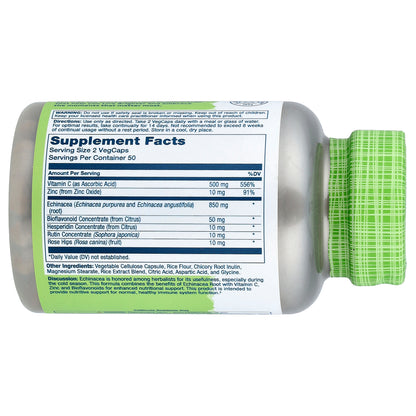 Solaray, True Herbs, Echinacea, Vitamin C & Zinc, 100 VegCaps
