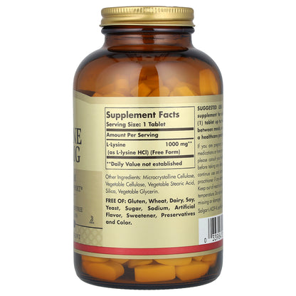 Solgar, L-Lysine, Free Form, 1,000 mg, 250 Tablets