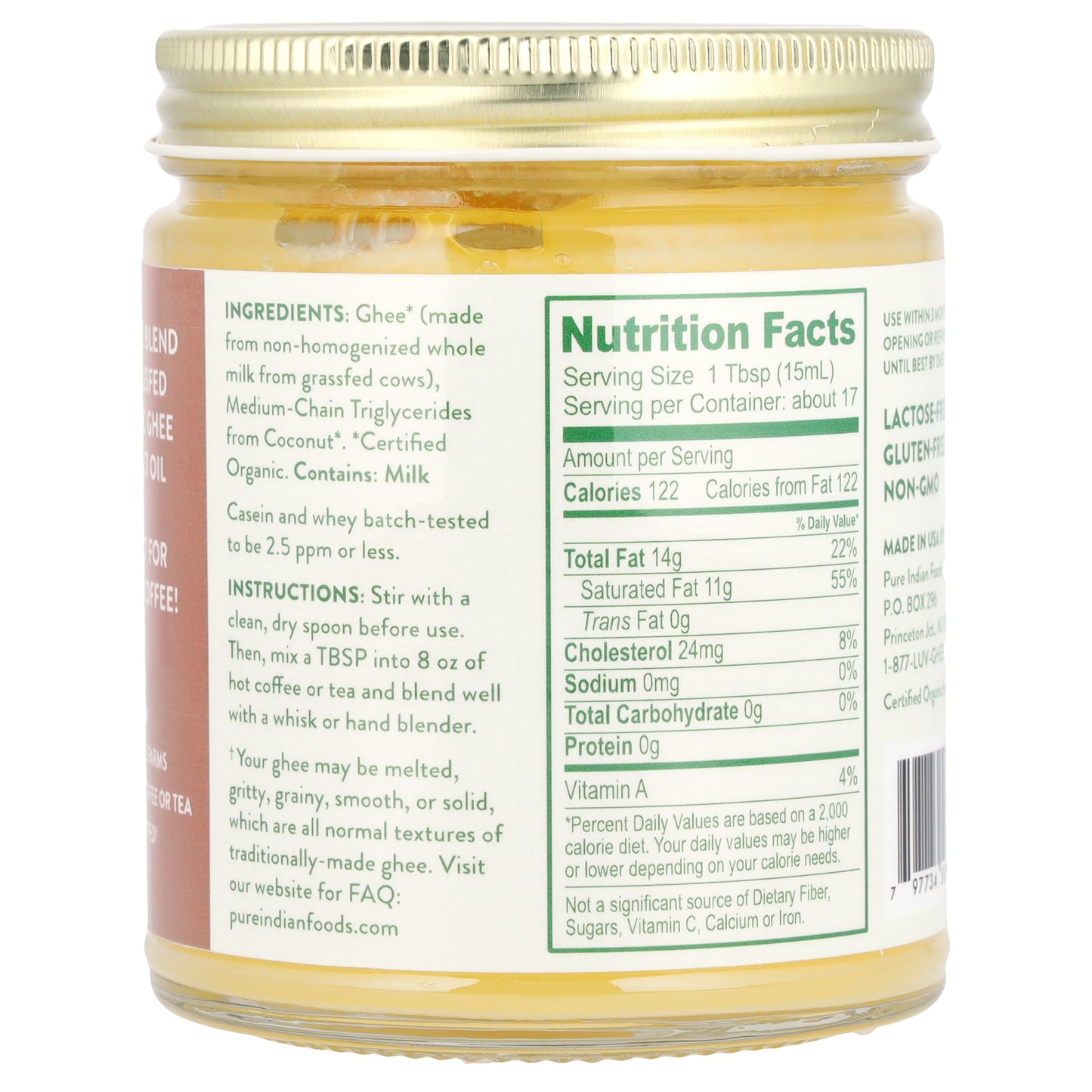 Pure Indian Foods, Coffee++®, Organic Grassfed Butter Coffee Creamer, 8.5 fl oz (250 ml)