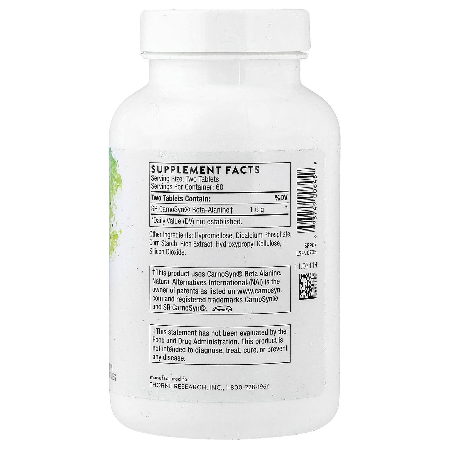 Thorne, Beta Alanine-SR, 120 Tablets (800 mg per Tablet)