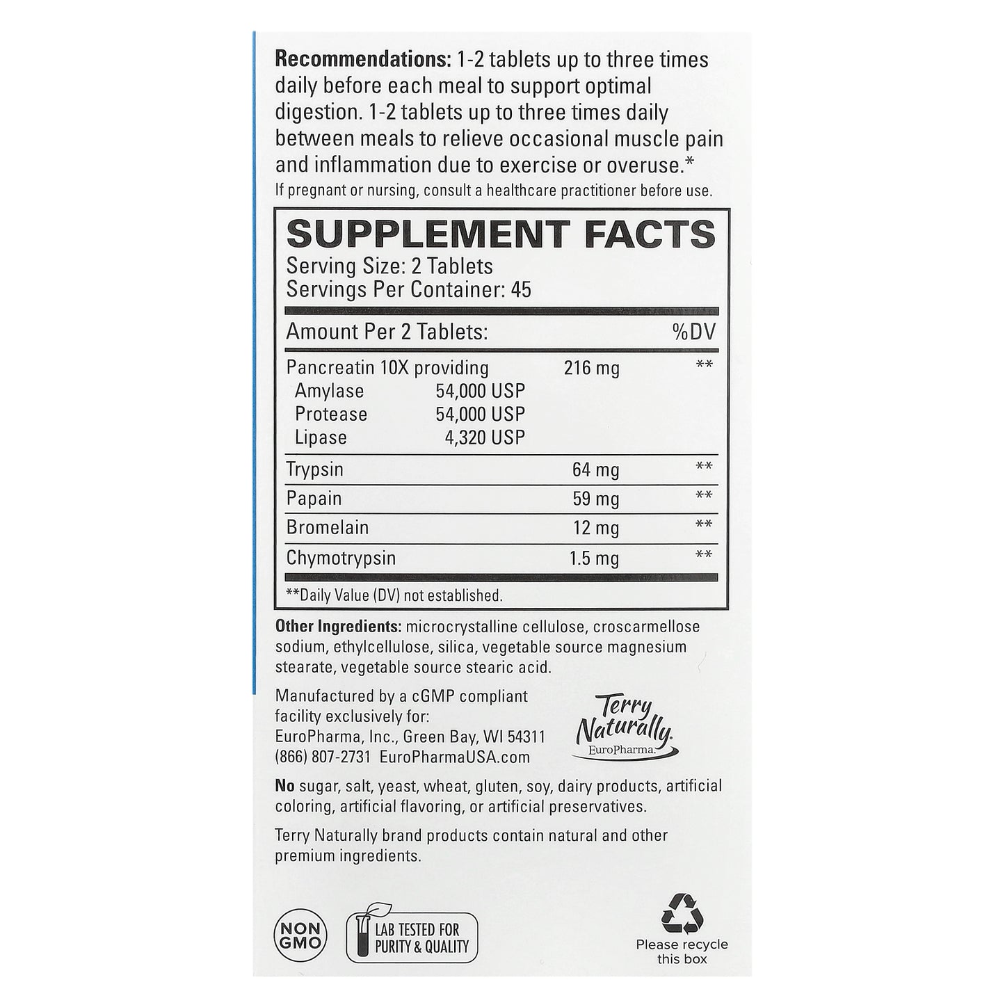 Terry Naturally, Clinical Digestive Enzymes , 90 Tablets