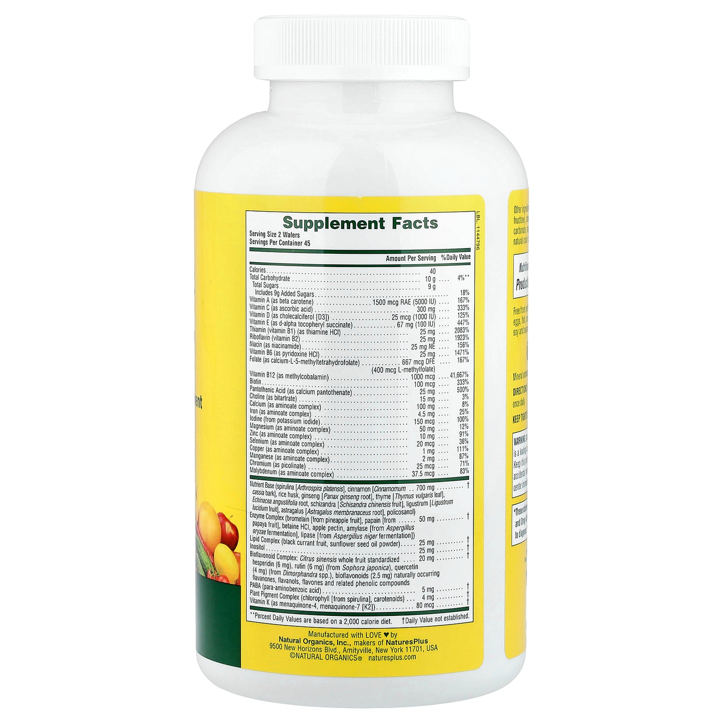 NaturesPlus, Source of Life®, Original Chewable Multivitamin & Mineral Supplement, Delicious Apple Cinnamon, 90 Wafers