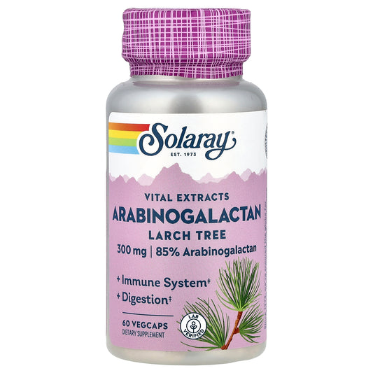Solaray, Vital Extracts, Arabinogalactan, Larch Tree, 300 mg, 60 Vegcaps