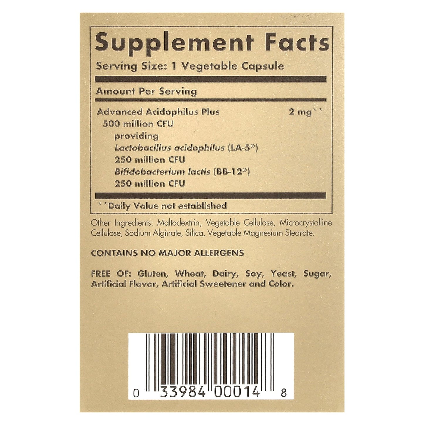 Solgar, Advanced Acidophilus Plus, 60 Vegetable Capsules