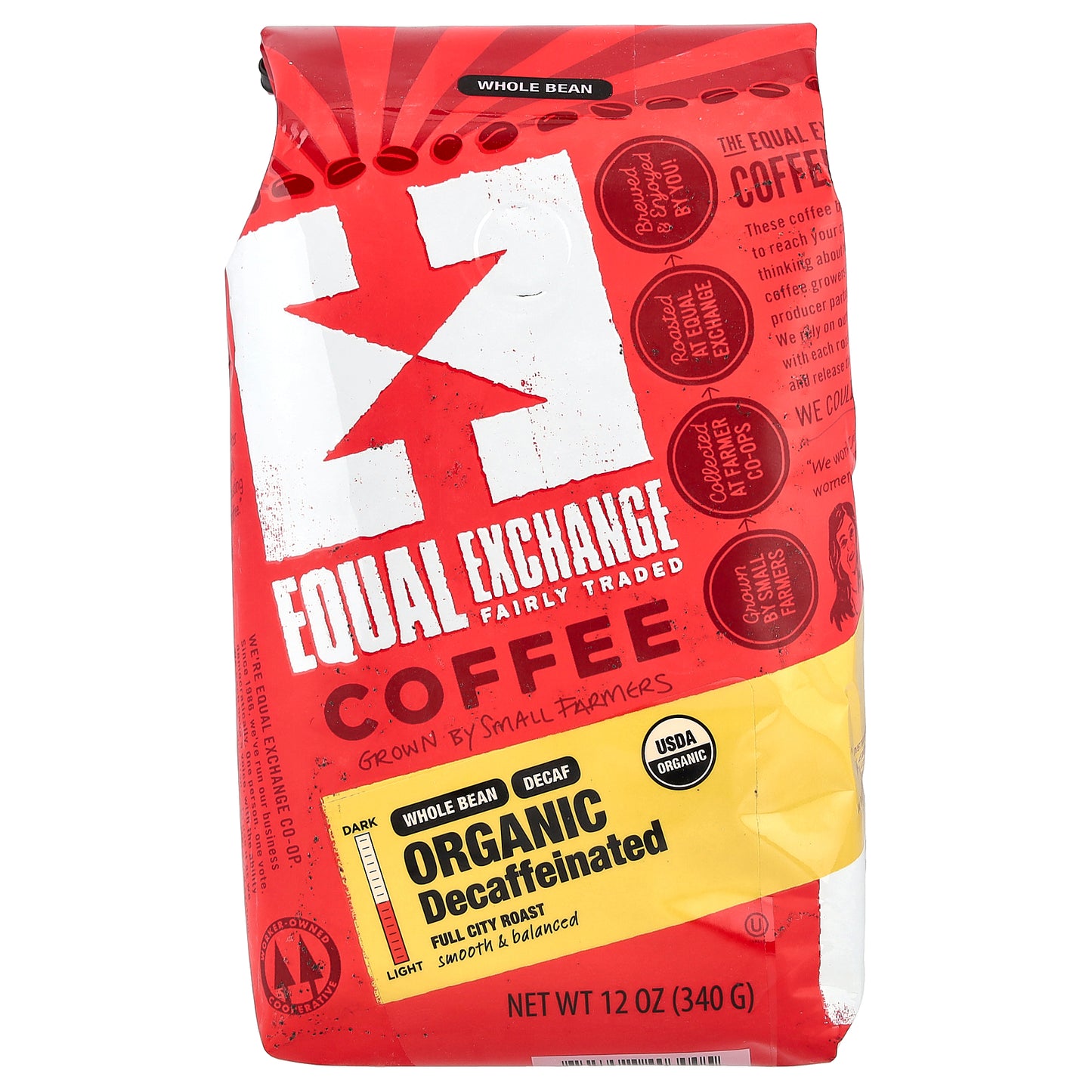 Equal Exchange, Organic Coffee, Whole Bean, Full City Roast, Decaffeinated, 12 oz (340 g)