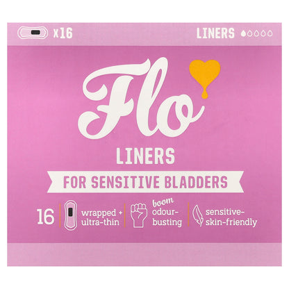 Here We Flo, Liners, For Sensitive Bladders, Ultra-Thin, 16 Liners