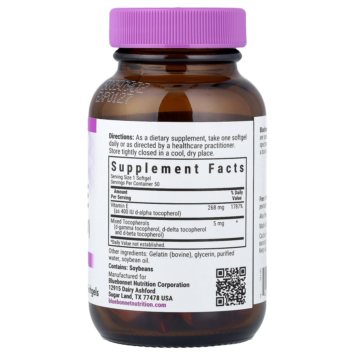 Bluebonnet Nutrition, Vitamin E, 268 mg (400 IU), 50 Softgels