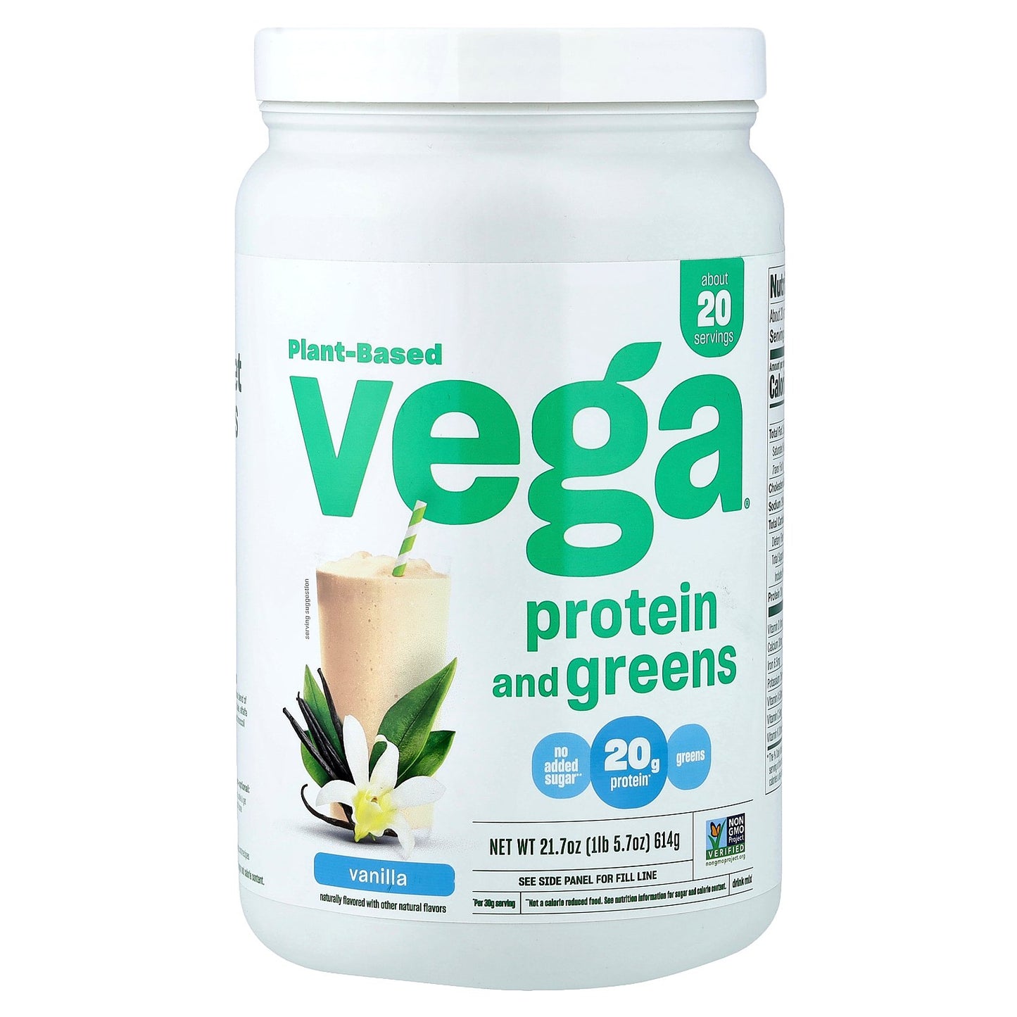Vega, Plant-Based Protein and Greens, Vanilla, 1 lb 5.7 oz (614 g)