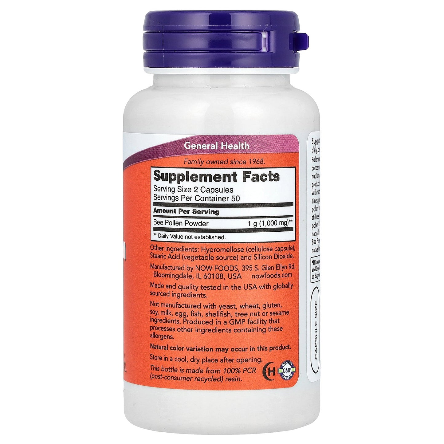 NOW Foods, Bee Pollen Caps, 500 mg, 100 Capsules