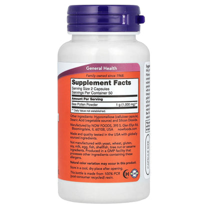 NOW Foods, Bee Pollen Caps, 500 mg, 100 Capsules