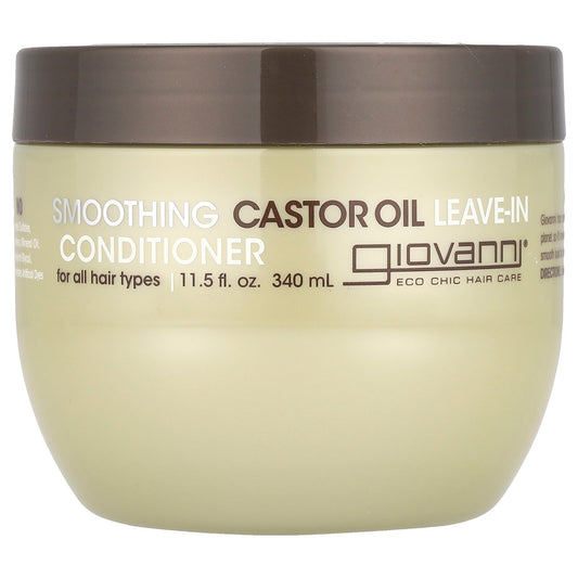 Giovanni, Smoothing Castor Oil Leave-In Conditioner, For All Hair Types, 11.5 fl oz (340 ml)