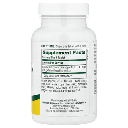 NaturesPlus, Chewable Bromelain, Pineapple, 40 mg, 180 Tablets