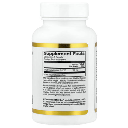 California Gold Nutrition, 5-HTP, 100 mg, 60 Veggie Capsules