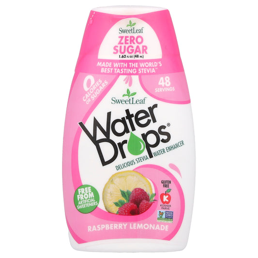 SweetLeaf Stevia, Water Drops®, Delicious Stevia Water Enhancer, Raspberry Lemonade, 1.62 fl oz (48 ml)