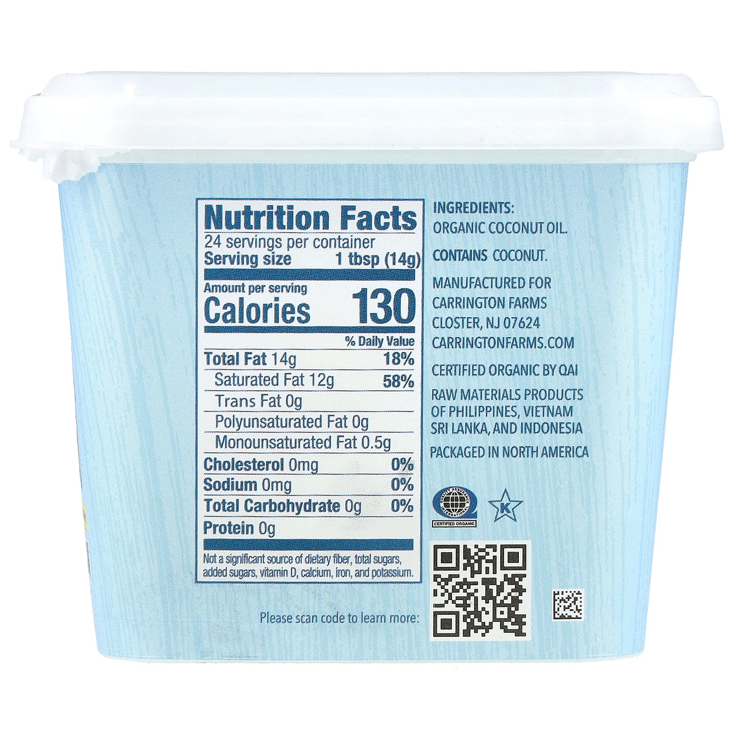 Carrington Farms, Organic Coconut Oil, Unrefined, 12 fl oz (355 ml)