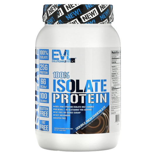 EVLution Nutrition, 100% Isolate Protein, Double Rich Chocolate, 1.6 lb (726 g)