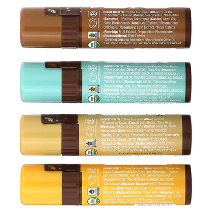 Badger, Cocoa Butter Lip Balms Set, 4 Pack, 0.25 oz (7 g) Each