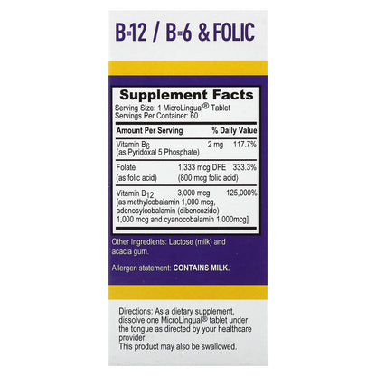 Superior Source, Triple B-12, B-6, Folic Acid, 60 MicroLingual Instant Dissolve Tablets