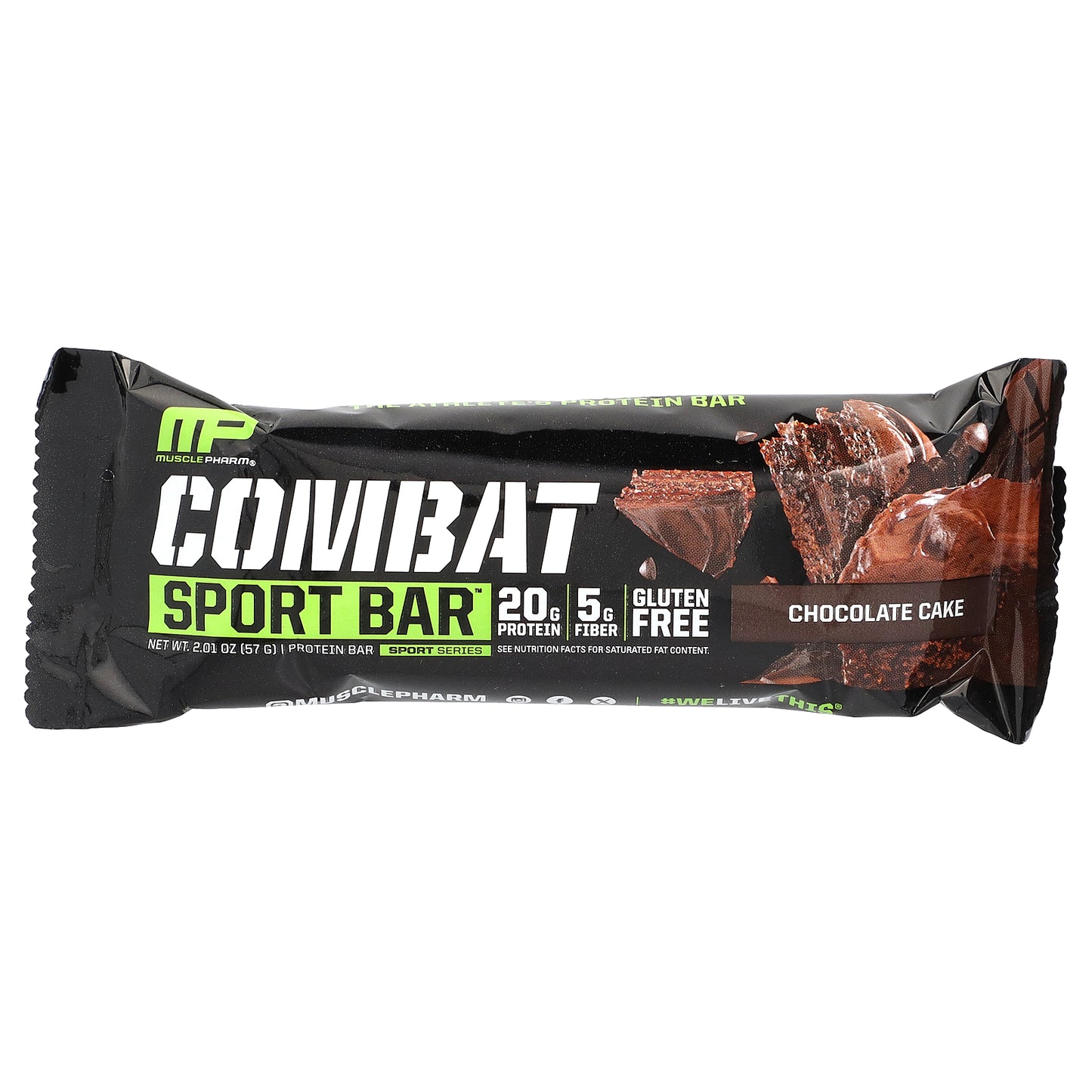 MusclePharm, Combat Sport Bar™, Chocolate Cake, 12 Bars, 2.01 oz (57 g) Each