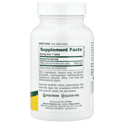 NaturesPlus, PABA, Sustained Release, 1,000 mg, 60 Tablets