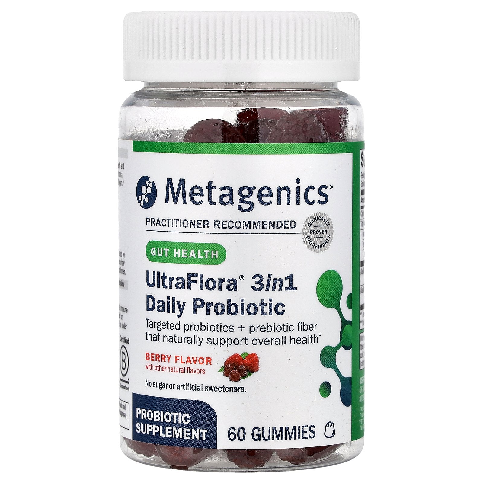 Metagenics, UltraFlora® 3in1 Daily Probiotic, Berry, 60 Gummies