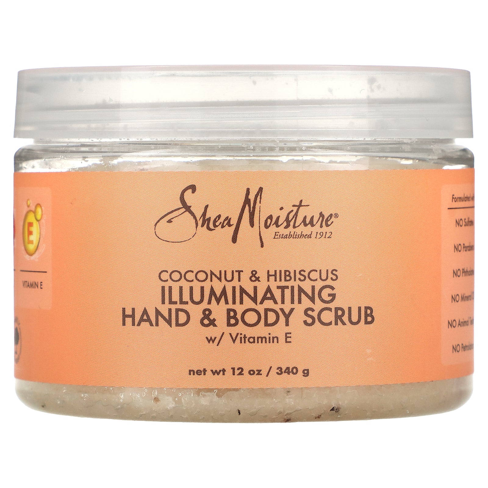 SheaMoisture, Illuminating Hand & Body Scrub With Vitamin E, Coconut & Hibiscus, 12 oz (340 g)