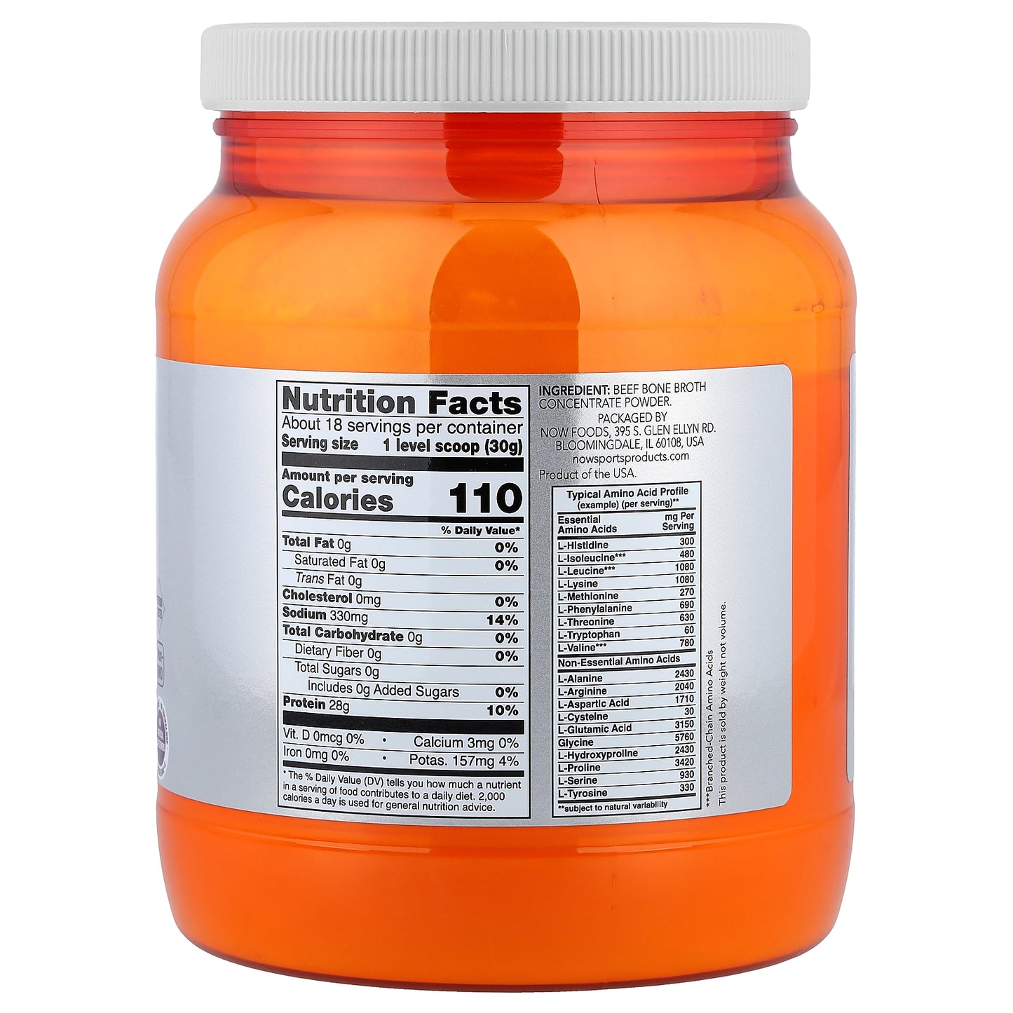 NOW Foods, Sports, Beef Bone Broth Protein Powder, 1.2 lbs (544 g)