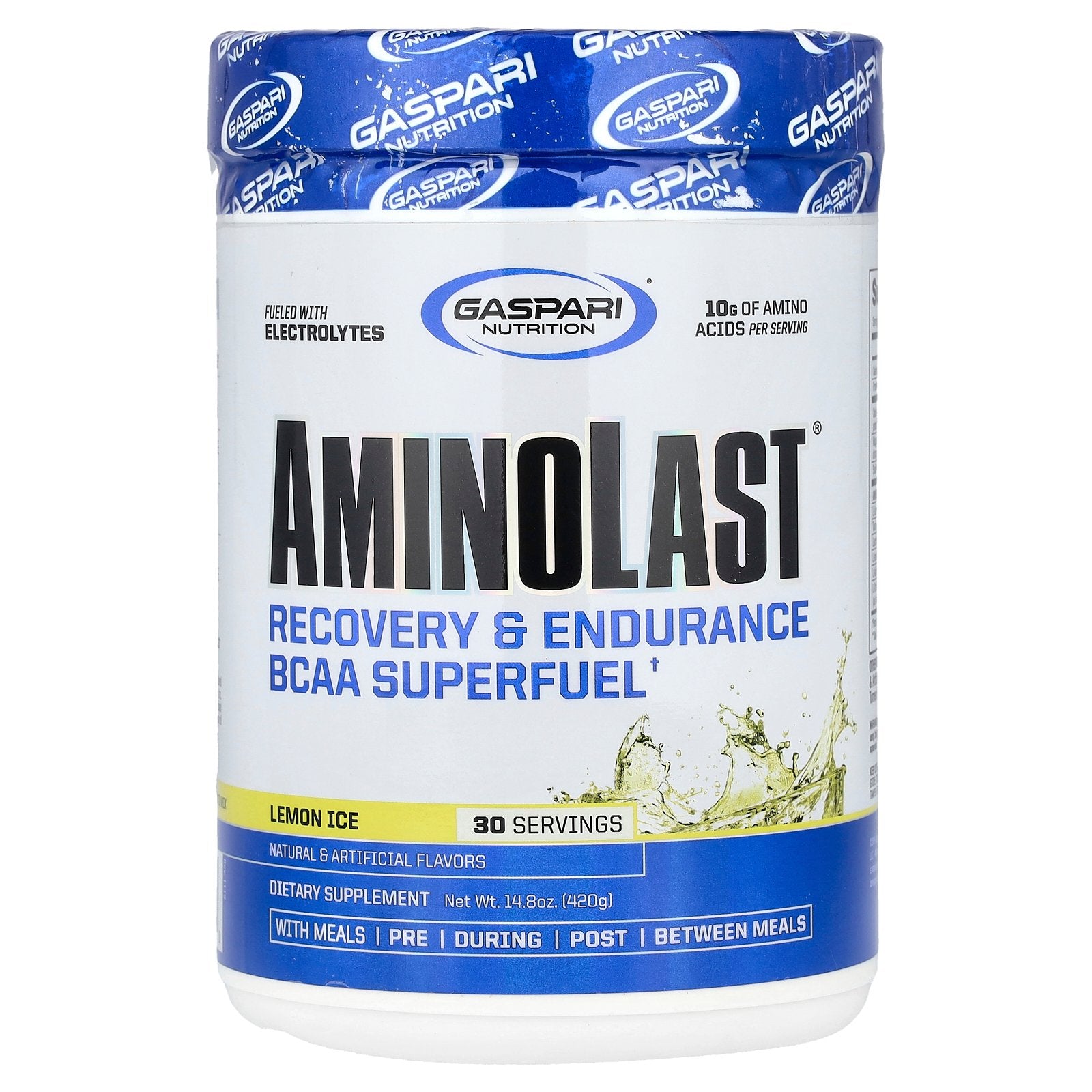 Gaspari Nutrition, Aminolast®, Recovery & Endurance BCAA Superfuel, Lemon Ice, 14.8 oz (420 g)