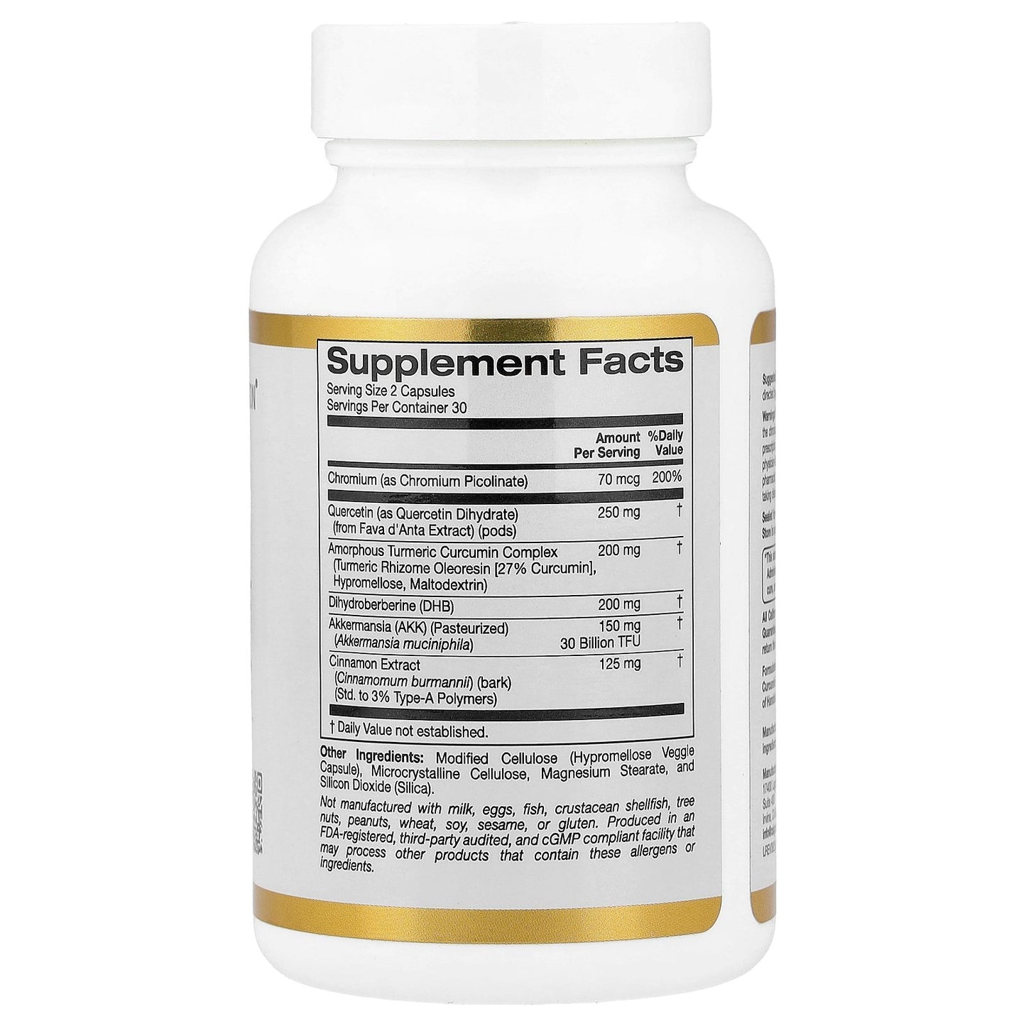 California Gold Nutrition, GLP-1 Supreme™, with Akkermansia, Berberine, Quercetin & Curcumin, 60 Veggie Capsules