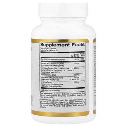 California Gold Nutrition, GLP-1 Supreme™, with Akkermansia, Berberine, Quercetin & Curcumin, 60 Veggie Capsules