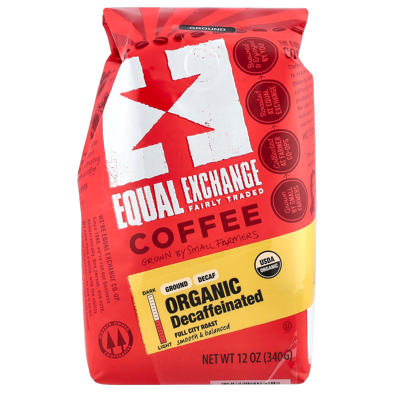 Equal Exchange, Organic Coffee, Ground, Full City Roast, Decaffeinated, 12 oz (340 g)