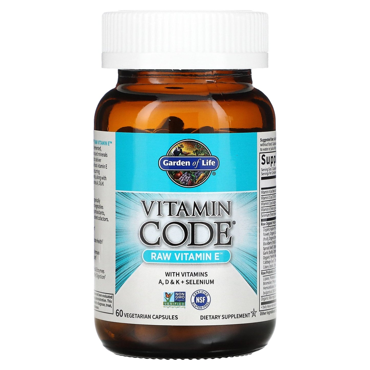 Garden of Life, Vitamin Code, RAW Vitamin E, 60 Vegetarian Capsules